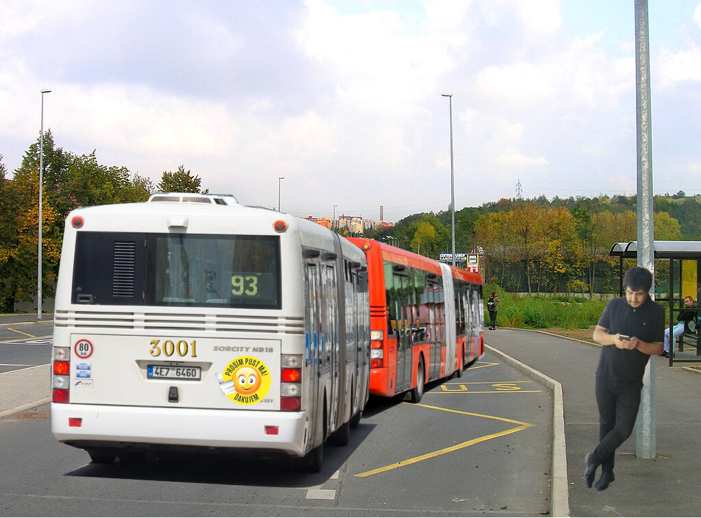 3001 a 3017 na zastávke Mláková tesne pred jej zrušením